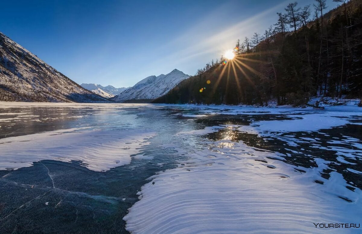 Мультинское озеро Алтай зимой