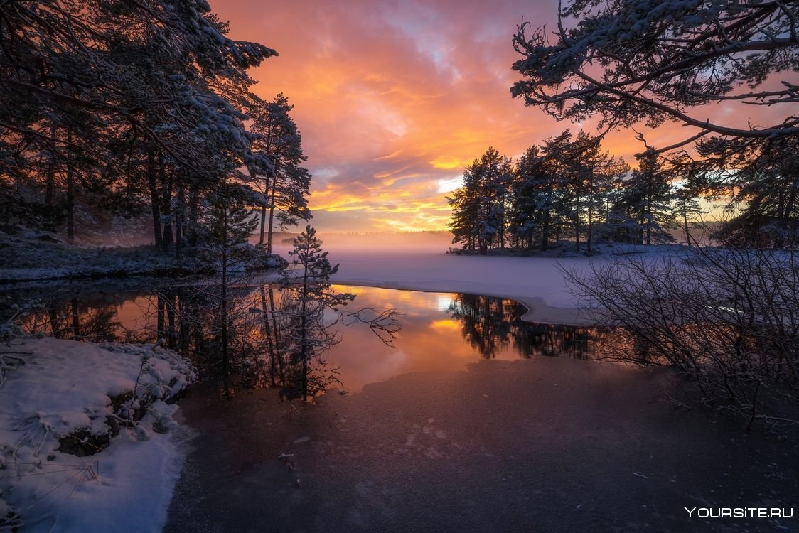 Зимний пейзаж горы Урала