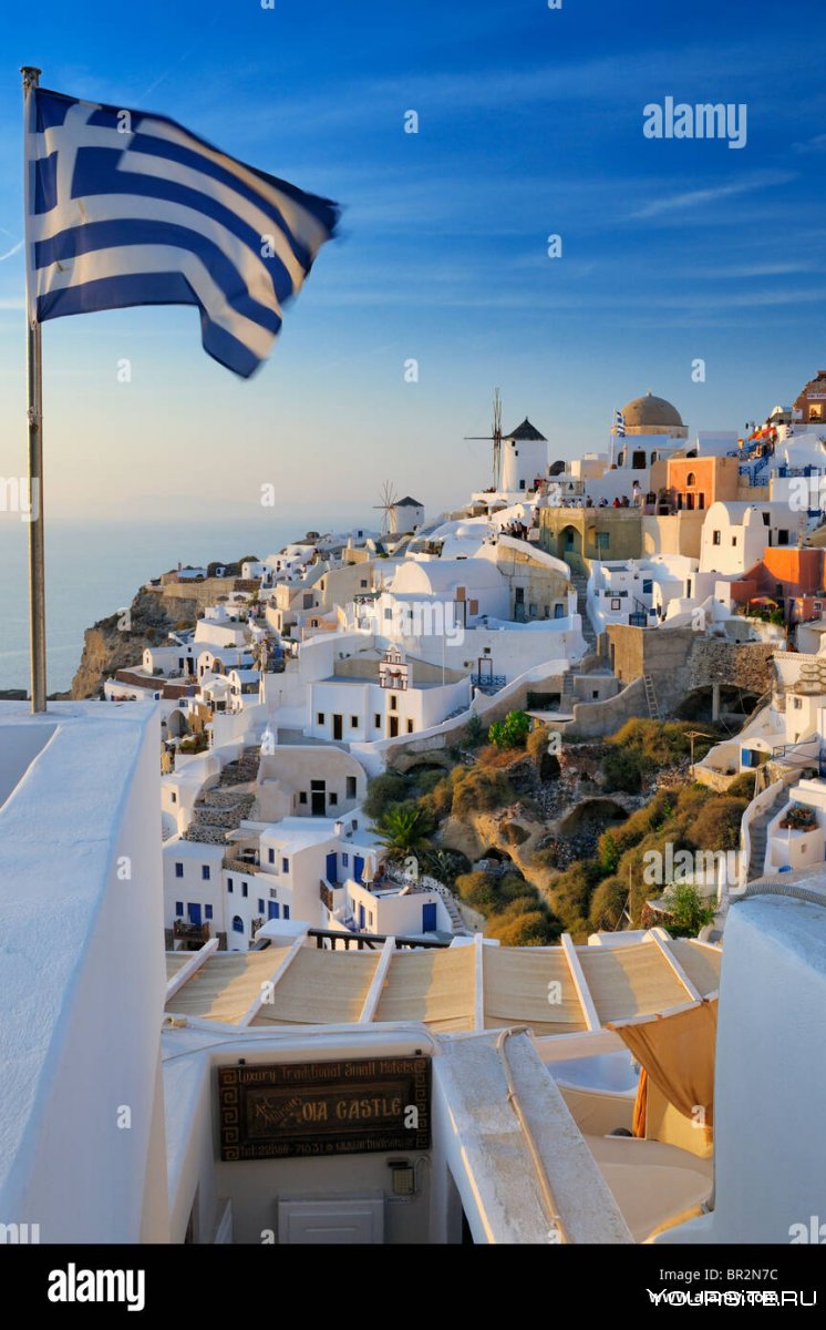 Santorini Греция флаг