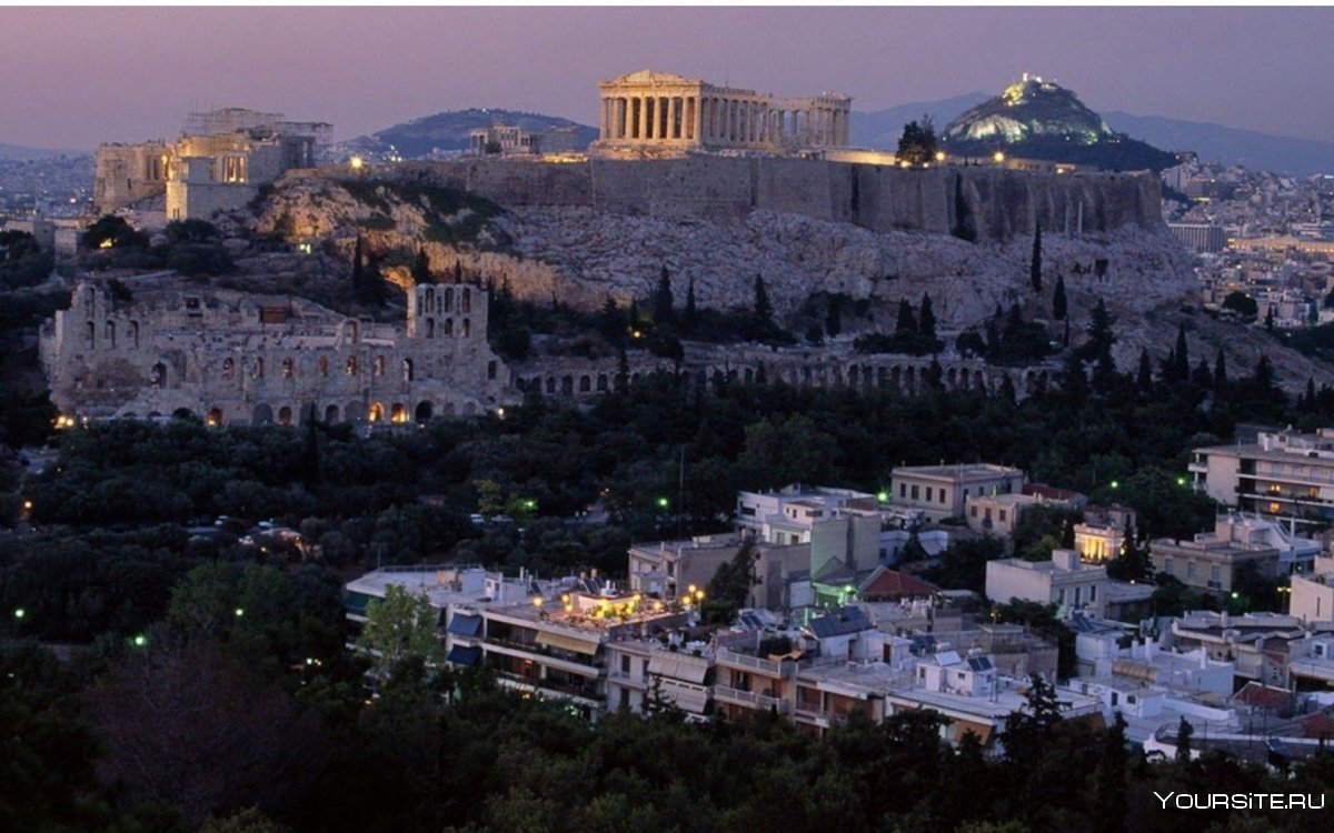 Афины Акрополь ночью