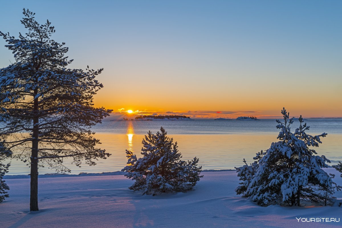 Ладожское озеро зимой Карелия