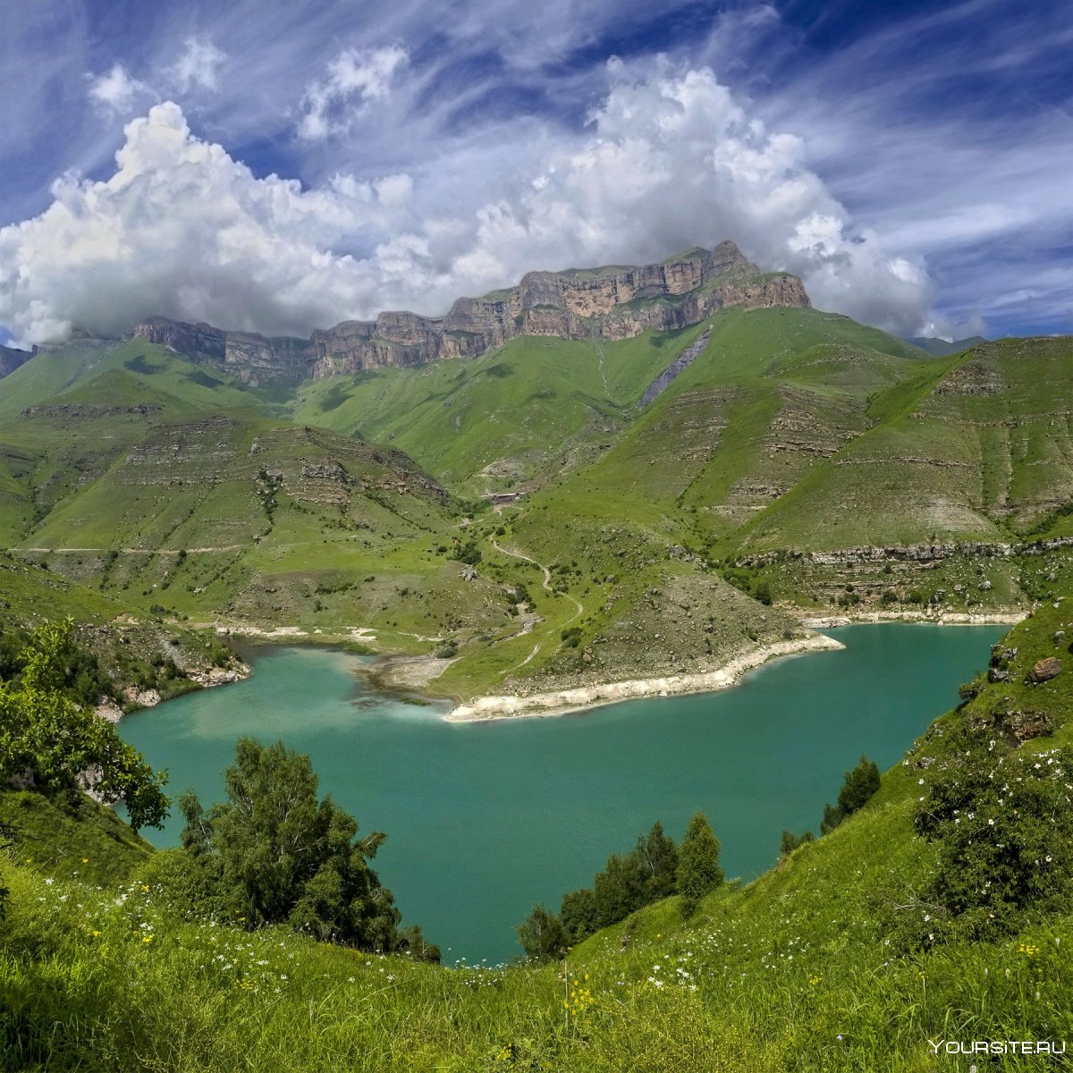 Кавказ зима горное озеро Гижгит