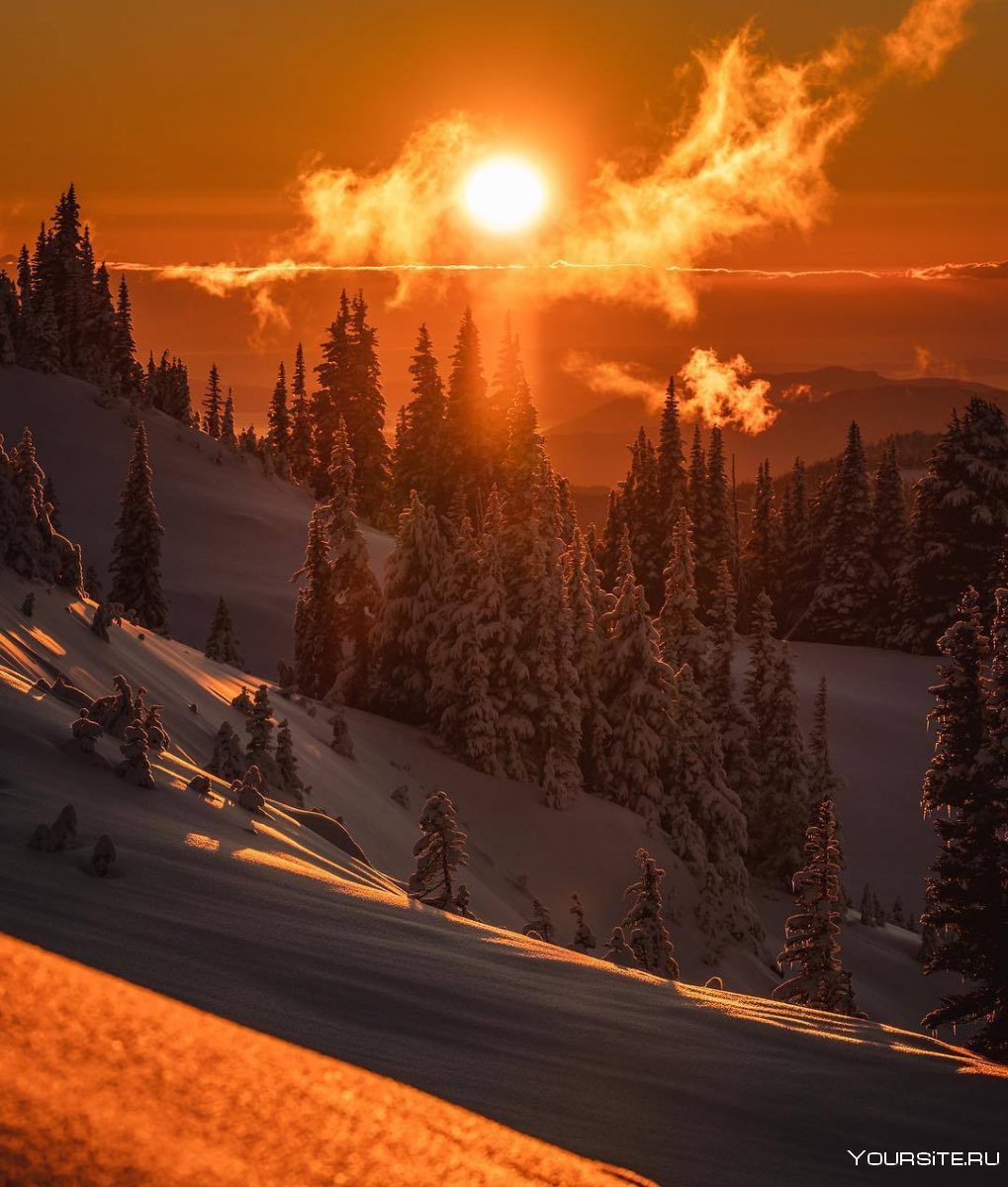 Зима горы рассвет