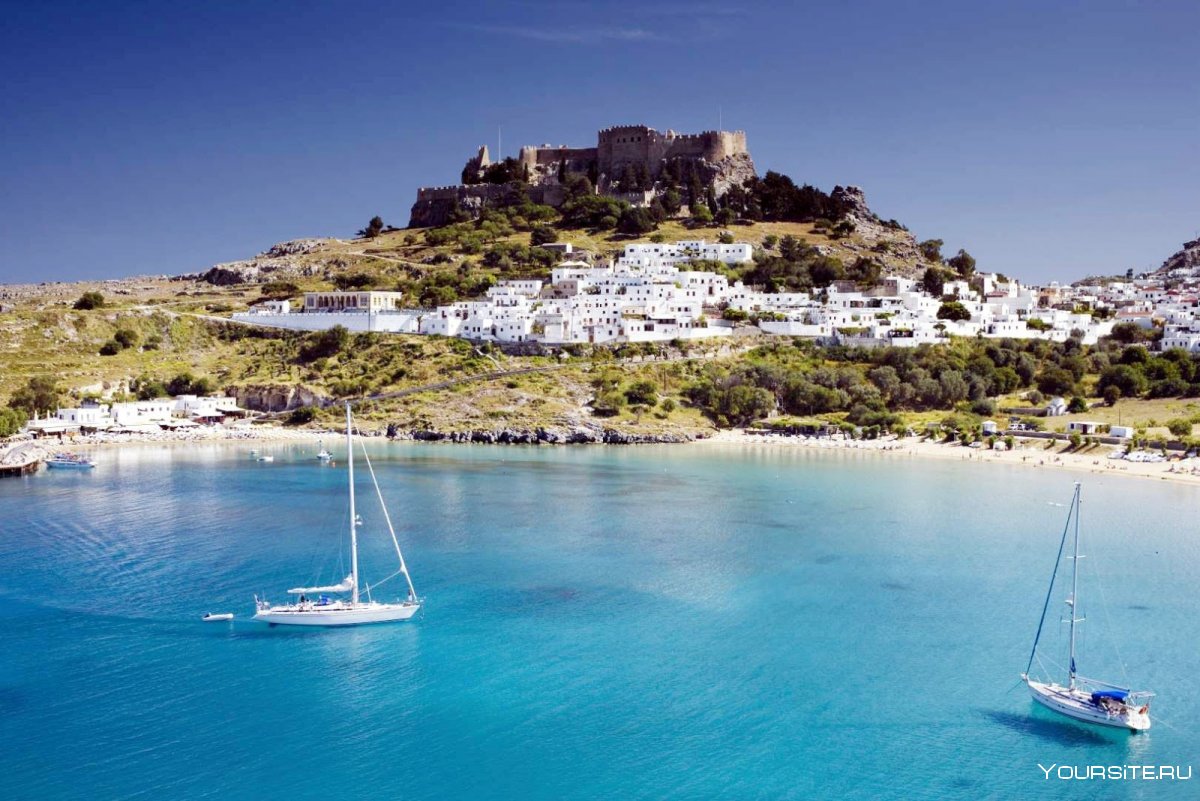 Родос остров Греция омываемый водами Эгейского и Средиземного