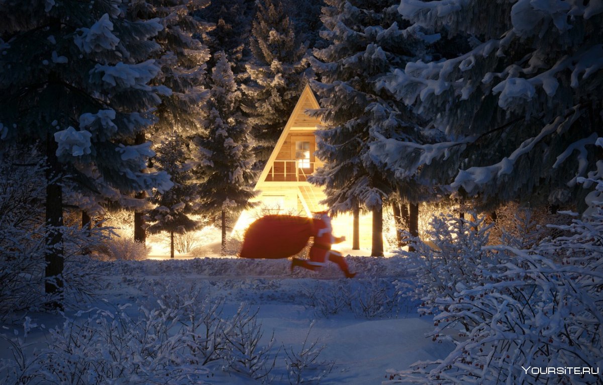 Новогодний домик в лесу