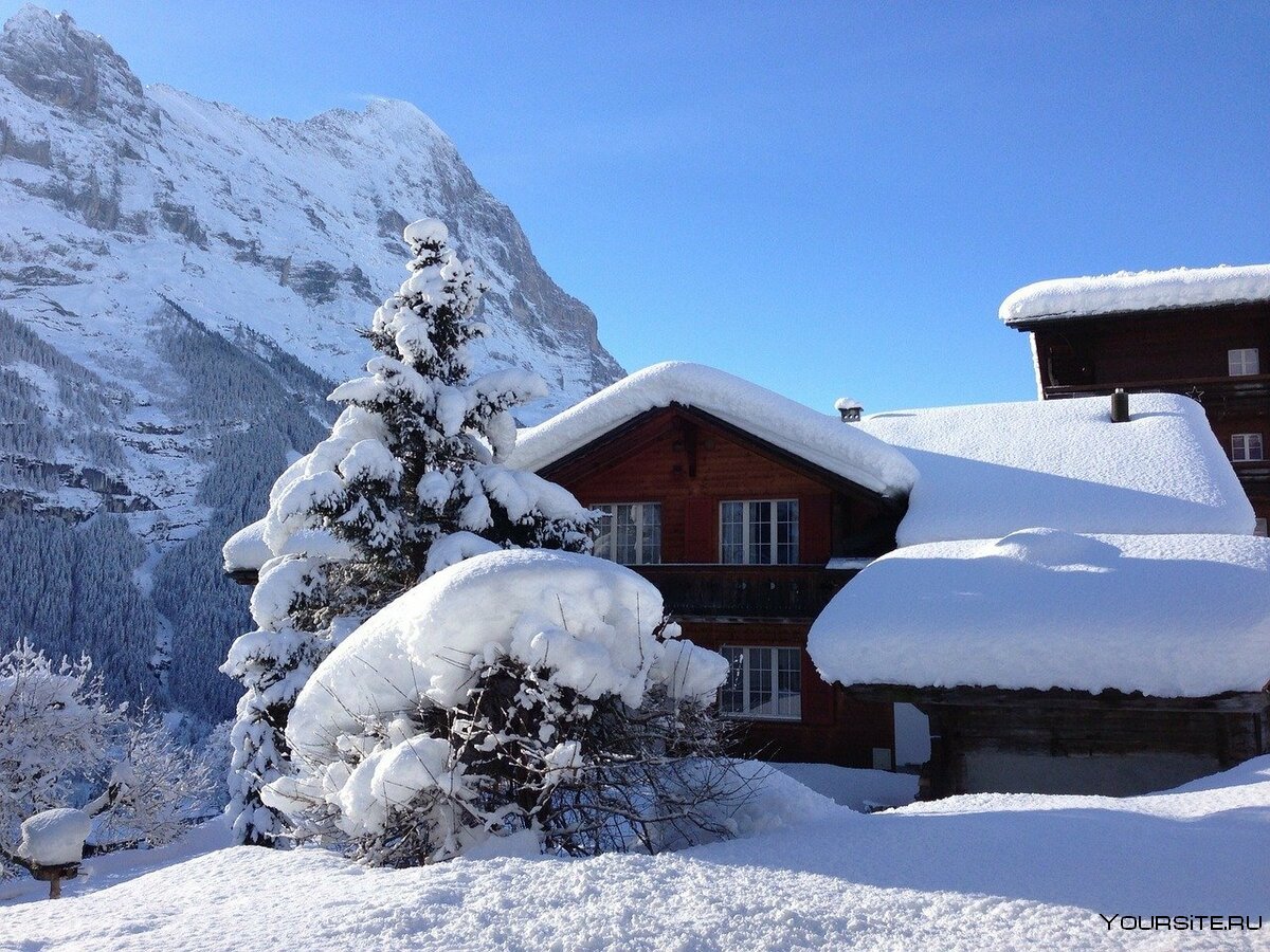 Зимняя Альпийская деревня Швейцарии
