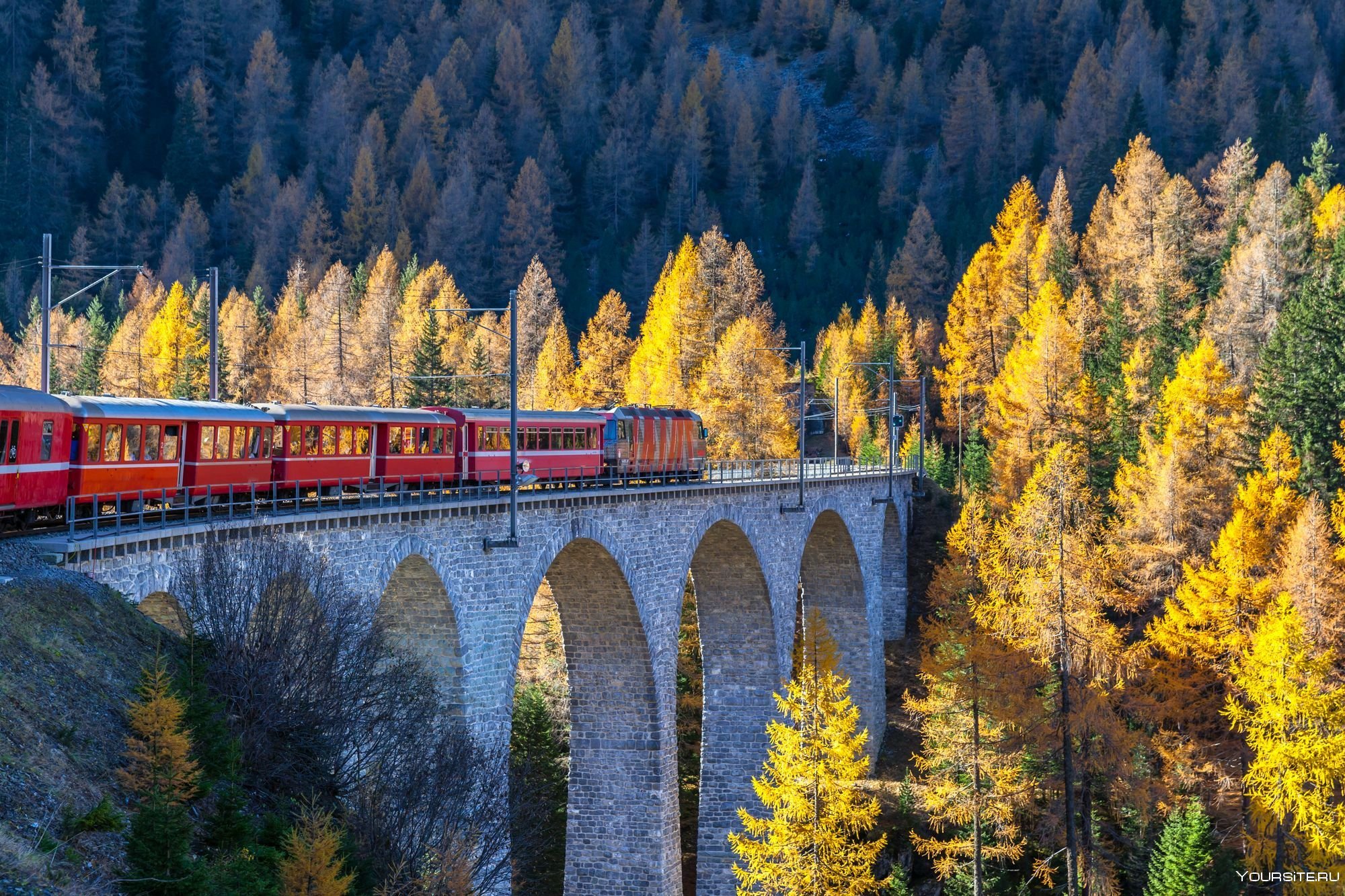 Поезд едет туда. Ретийская железная дорога Швейцария. Достопримечательности Швейцарии Ретийская железная дорога. Бернина экспресс виадук. Виадук Ретийская железная дорога.