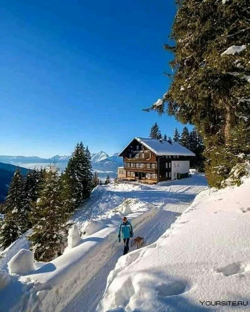 Зимние Альпы Швейцария Австрия