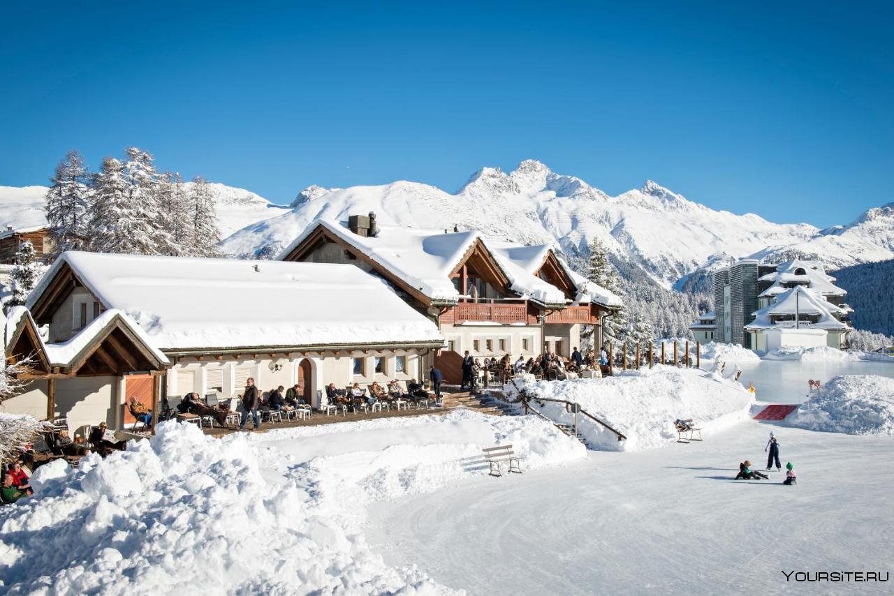 Виды горнолыжного курорта. Санкт-Мориц Швейцария горнолыжный курорт. St.Moritz (Сант-Мориц) в Швейцарии Шале. Сен Мориц Швейцария Шале. Kulm Hotel St. Moritz.