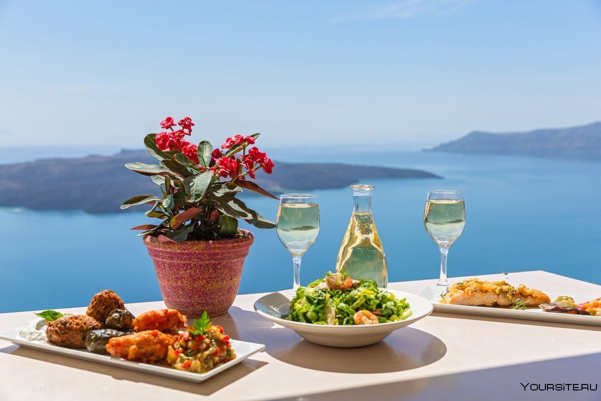 Santorini Греция вино на море