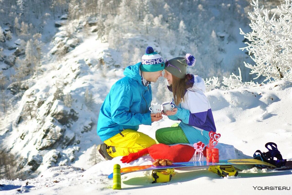 Влюбленные сноубордисты