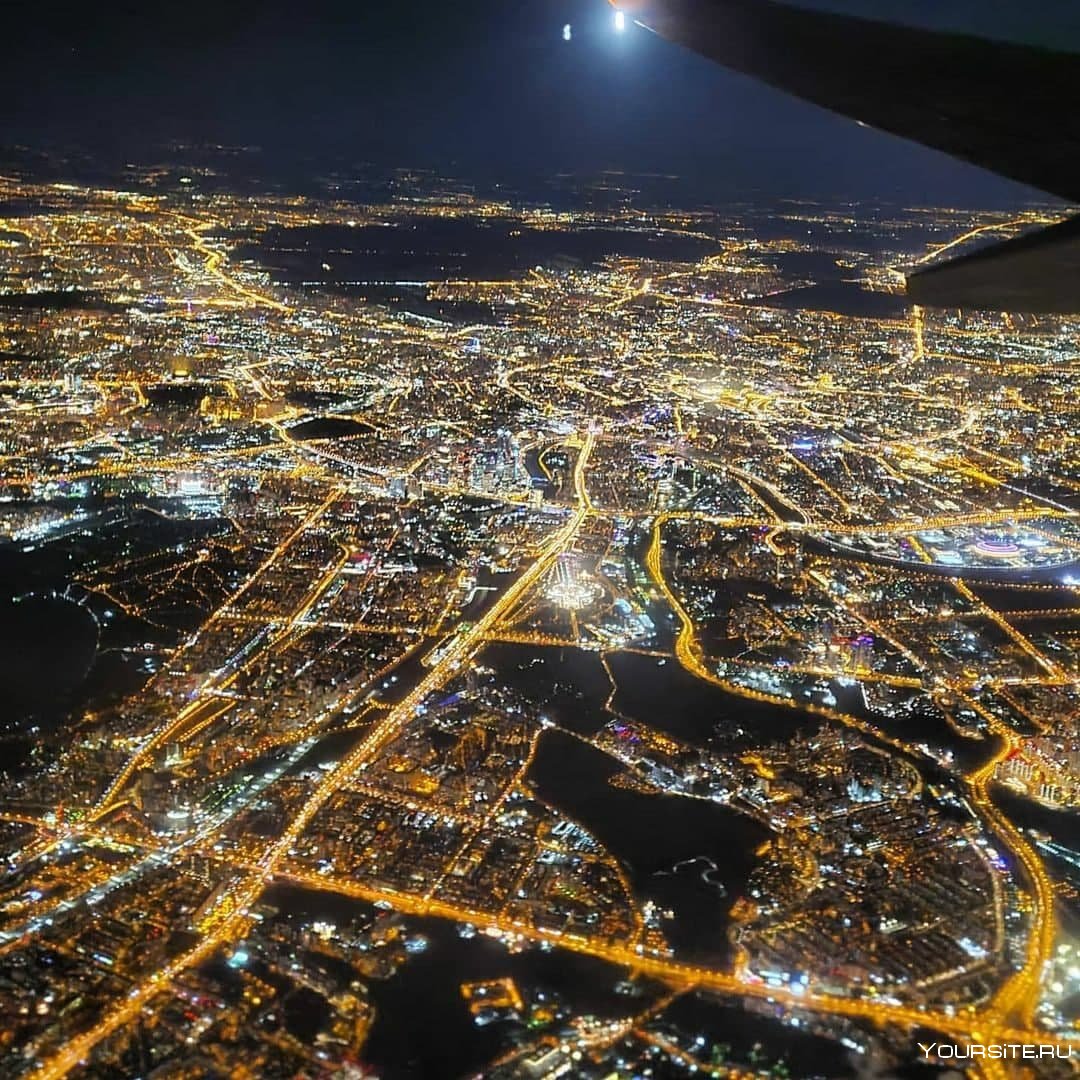 фото ночного питера с самолета
