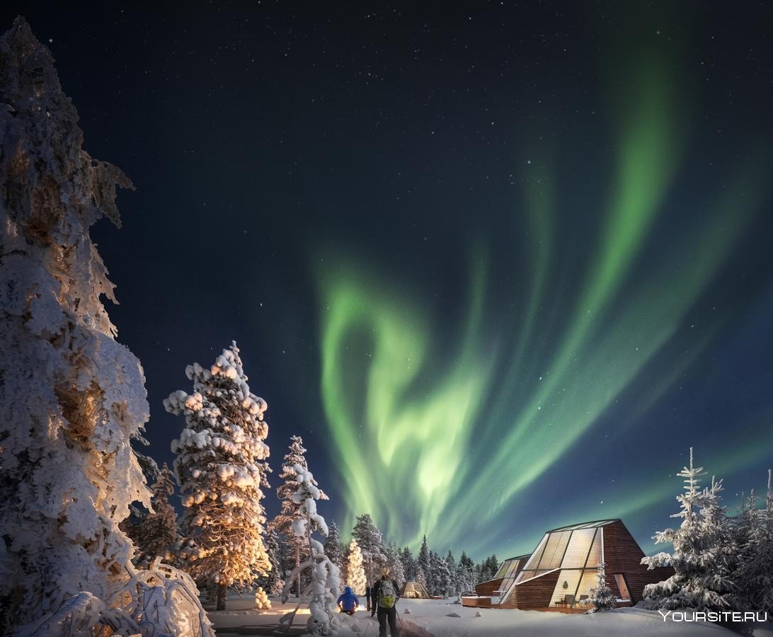 Резиденция Санта Клауса в Финляндии Северное сияние