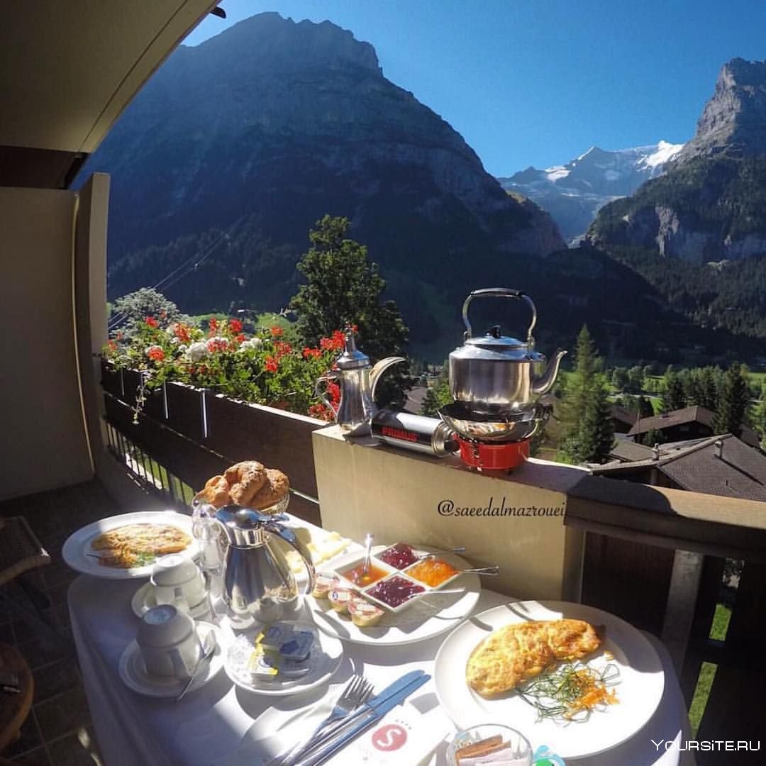 Швейцария завтрак в горах