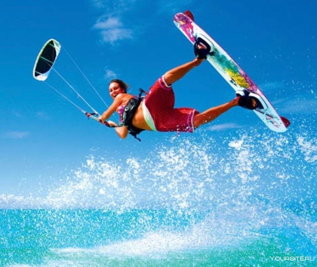 Серфинг с парашютом на воде