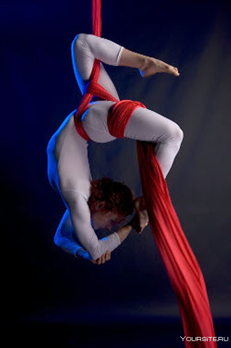 Воздушная гимнастка на кольце в цирке