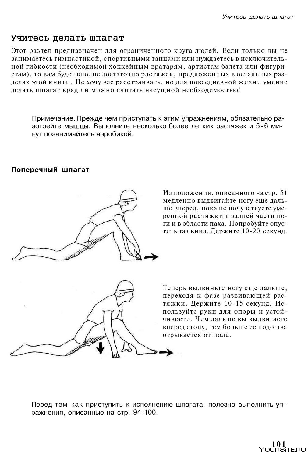 Как сесть на шпагат упражнения