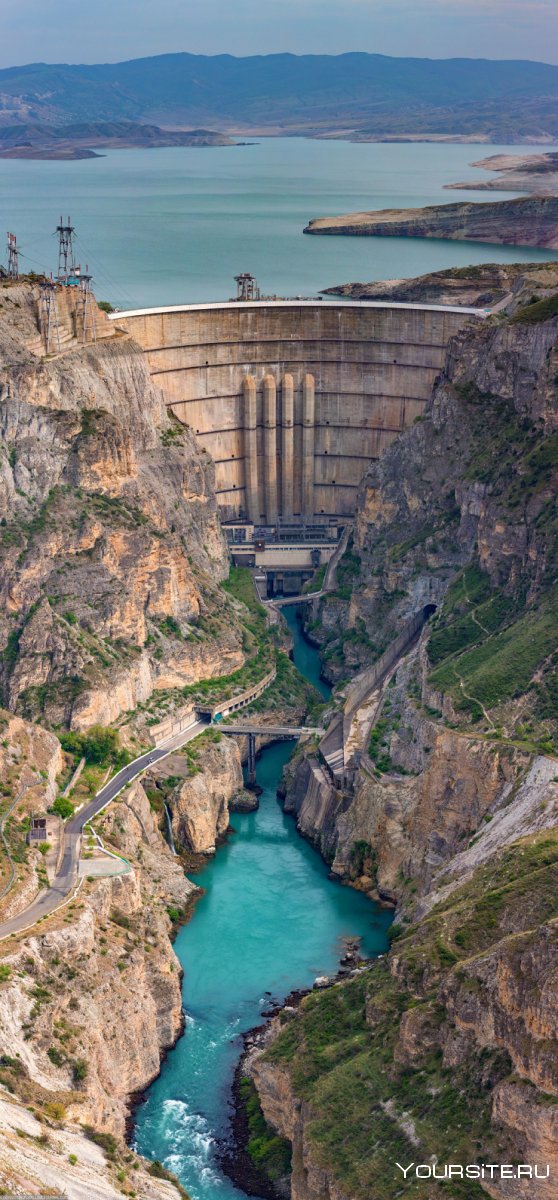 Чиркейская ГЭС -плотина в Дагестане