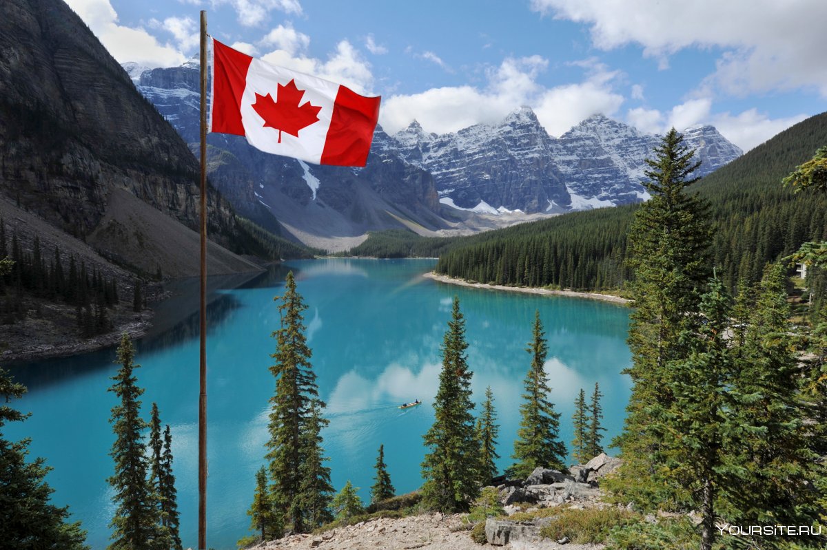 Канада достопримечательности с флагом