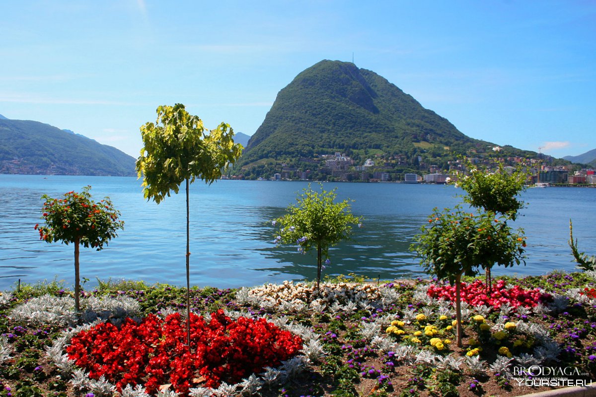 Озеро Лугано Италия Швейцария