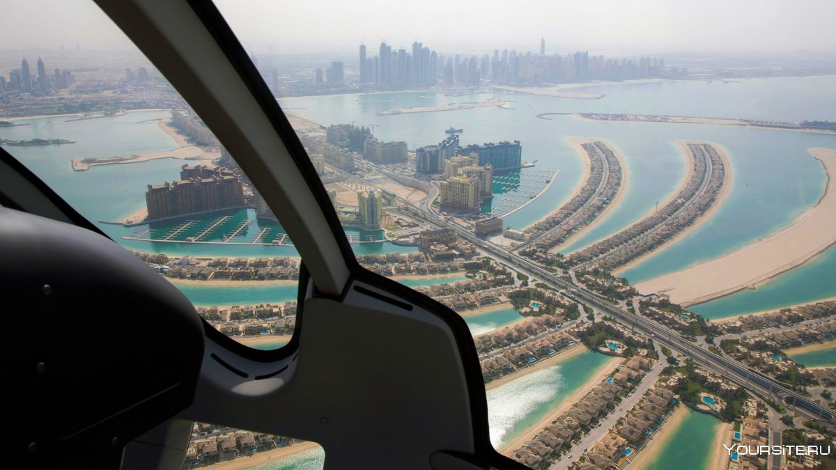 Дубай вид на Бурдж Халифа с вертолёта