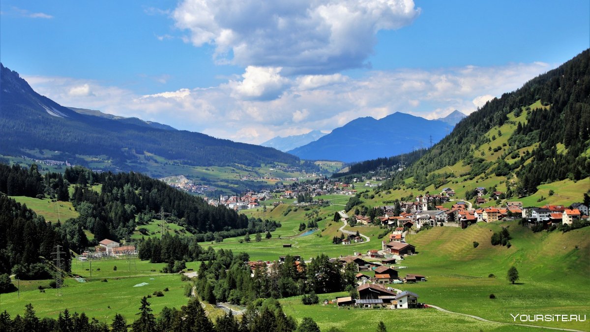 Альпийские Луга Швейцария с деревней