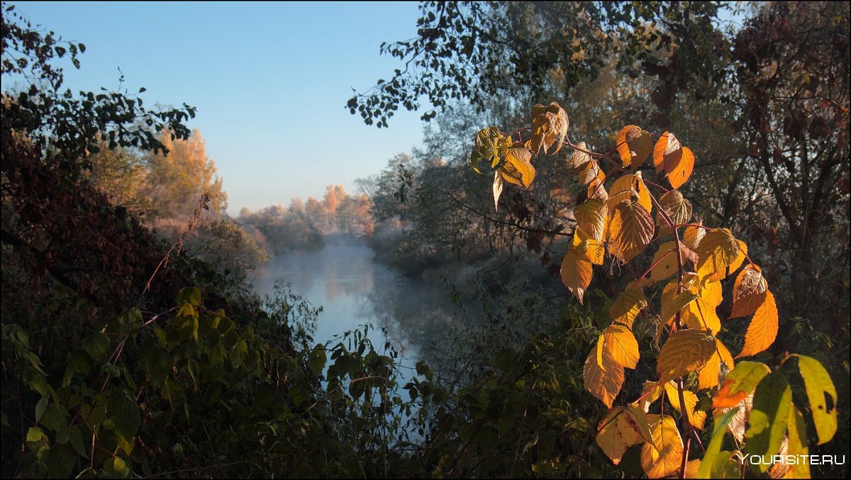 Утро река Магаданская осень