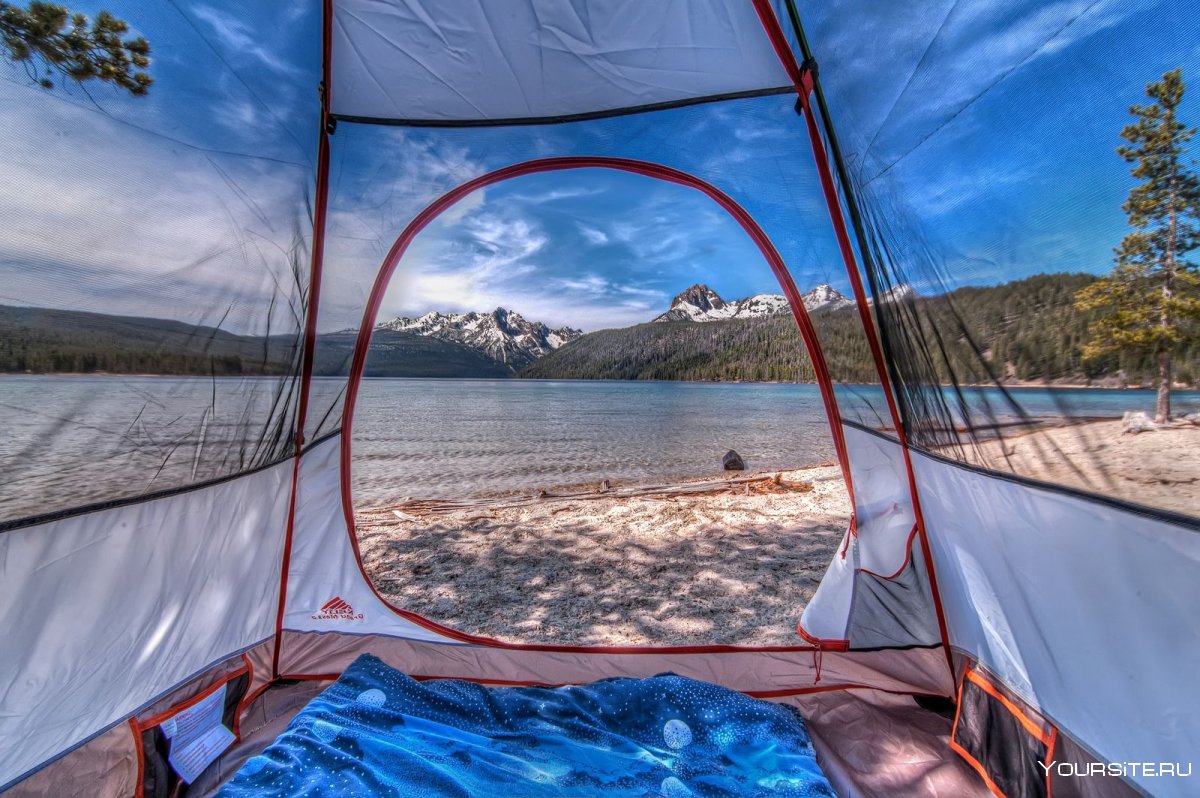 Вид из палатки для кемпинга