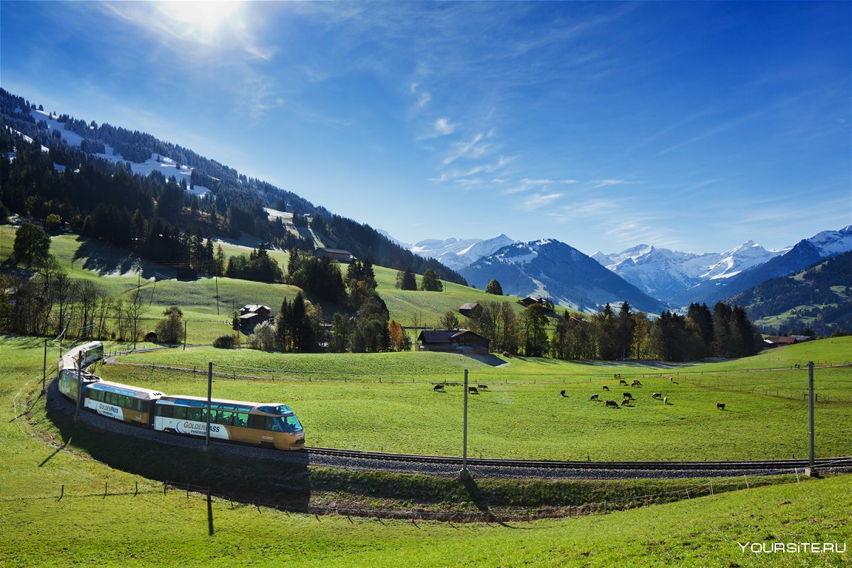 Швейцария Берн Альпы поезда