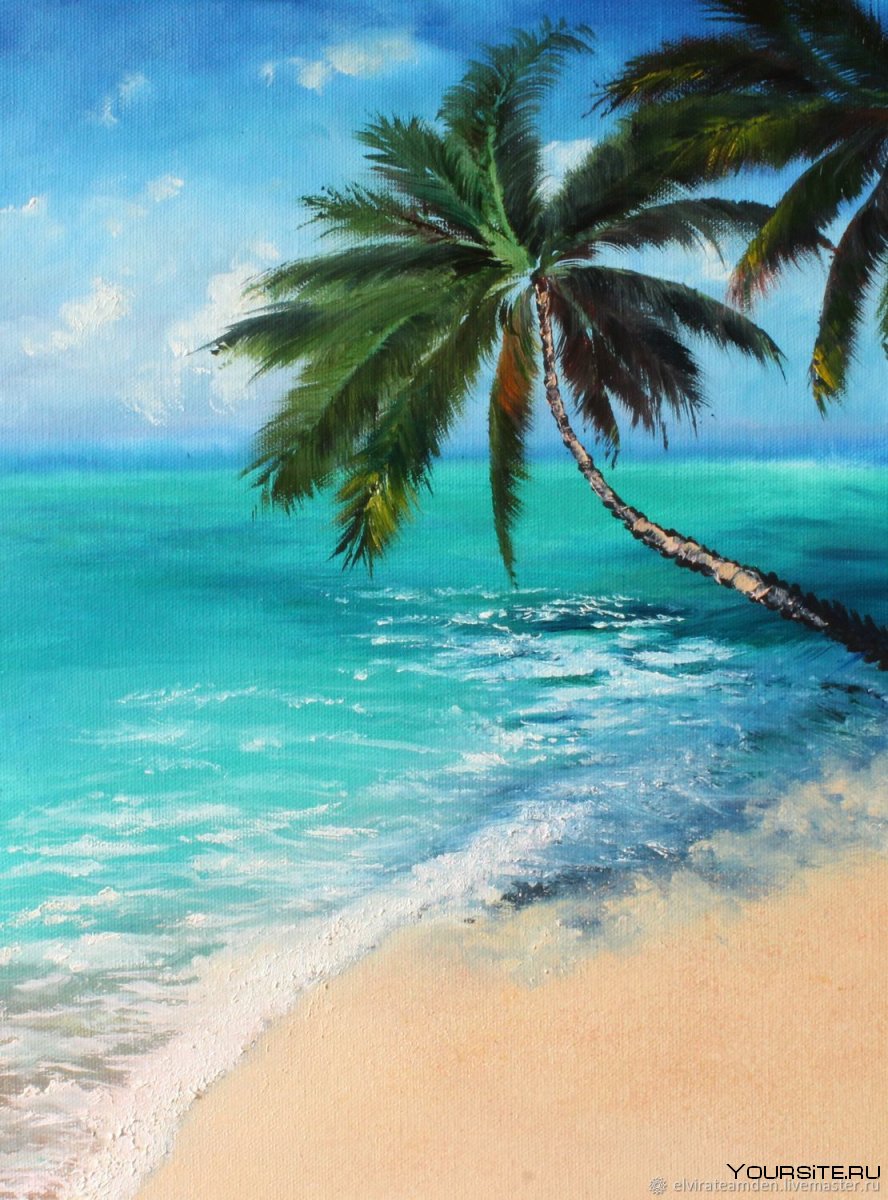 Пейзаж море пальмы