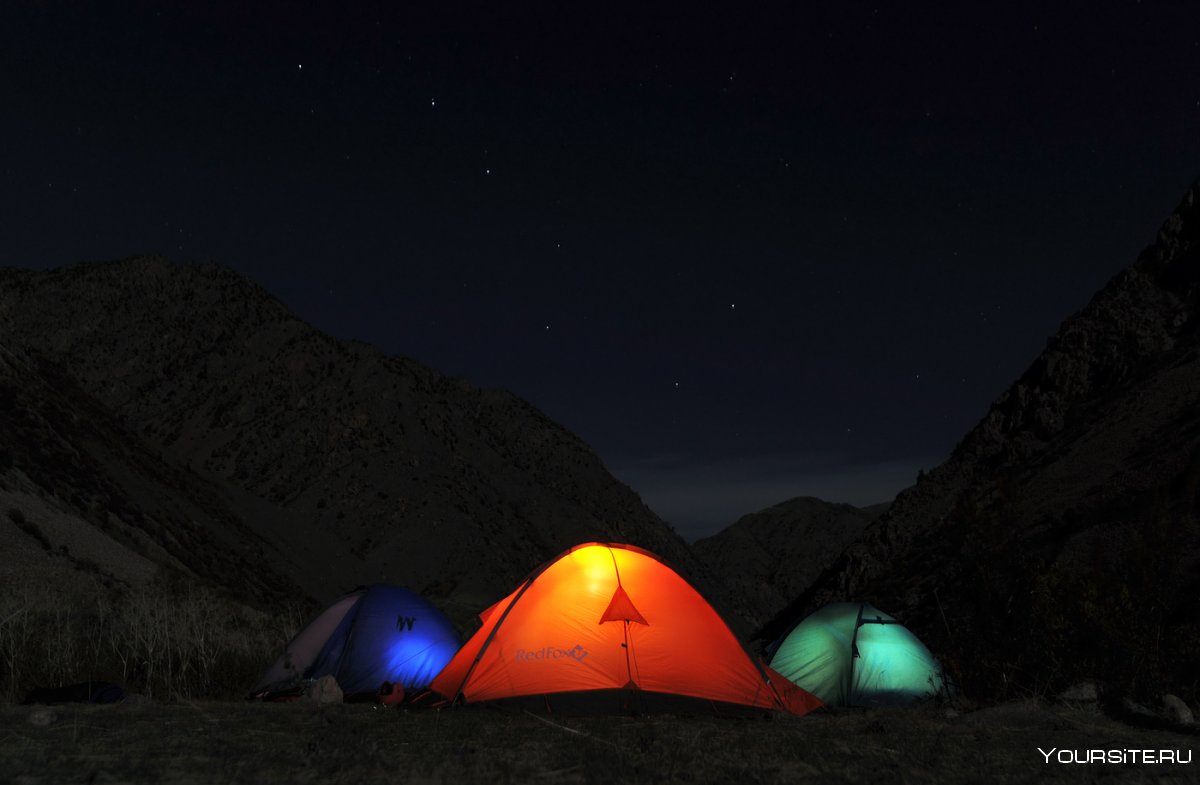 Ночь горы палатка лето