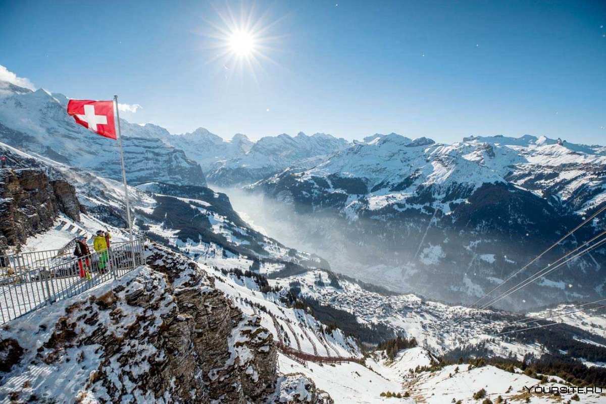 Прекрасная панорама на вершины Бернских Альп – горы Юнгфрау