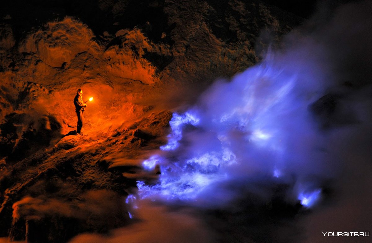 Голубая лава вулкана Кавах Иджен