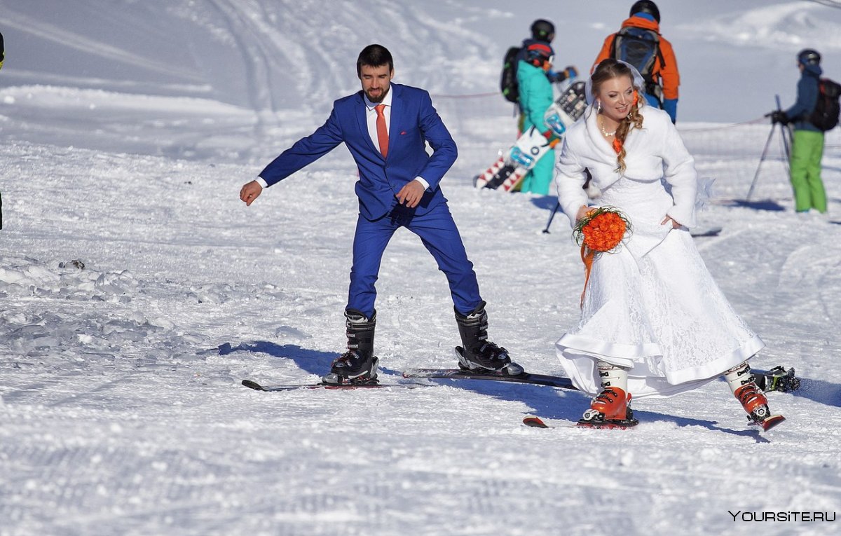 Свадебная фотосессия на лыжах