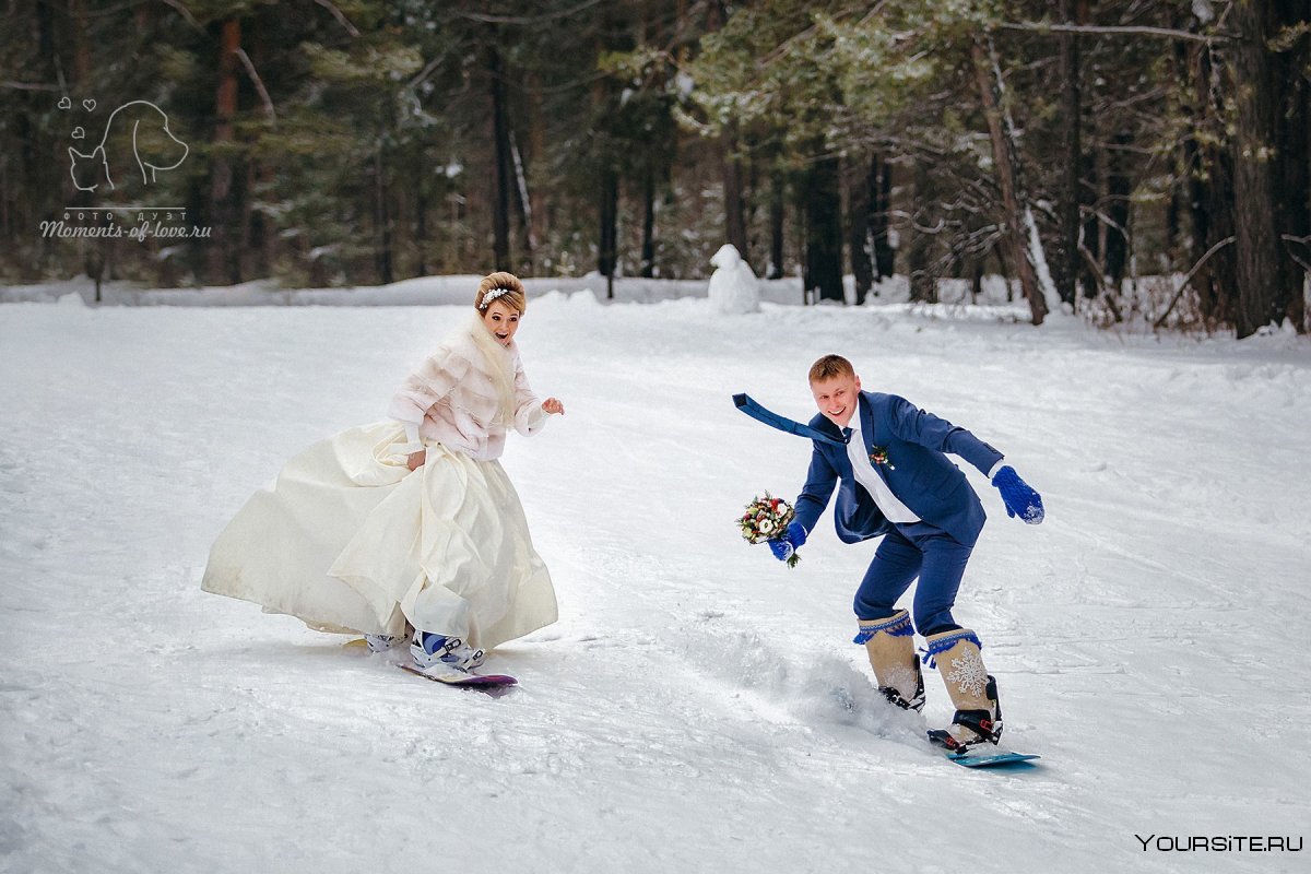 Свадебная фотосессия на сноуборде