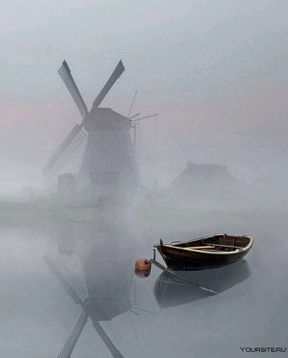 Лодка в тумане живопись