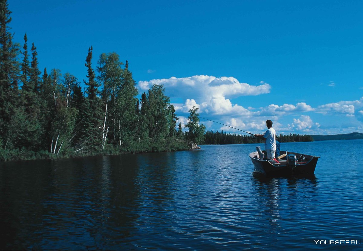 Озеро лодка рыбалка