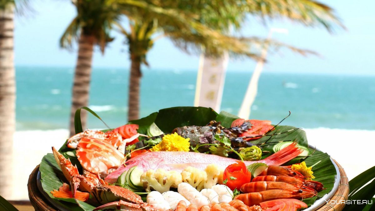 Вид моря и морепродукты