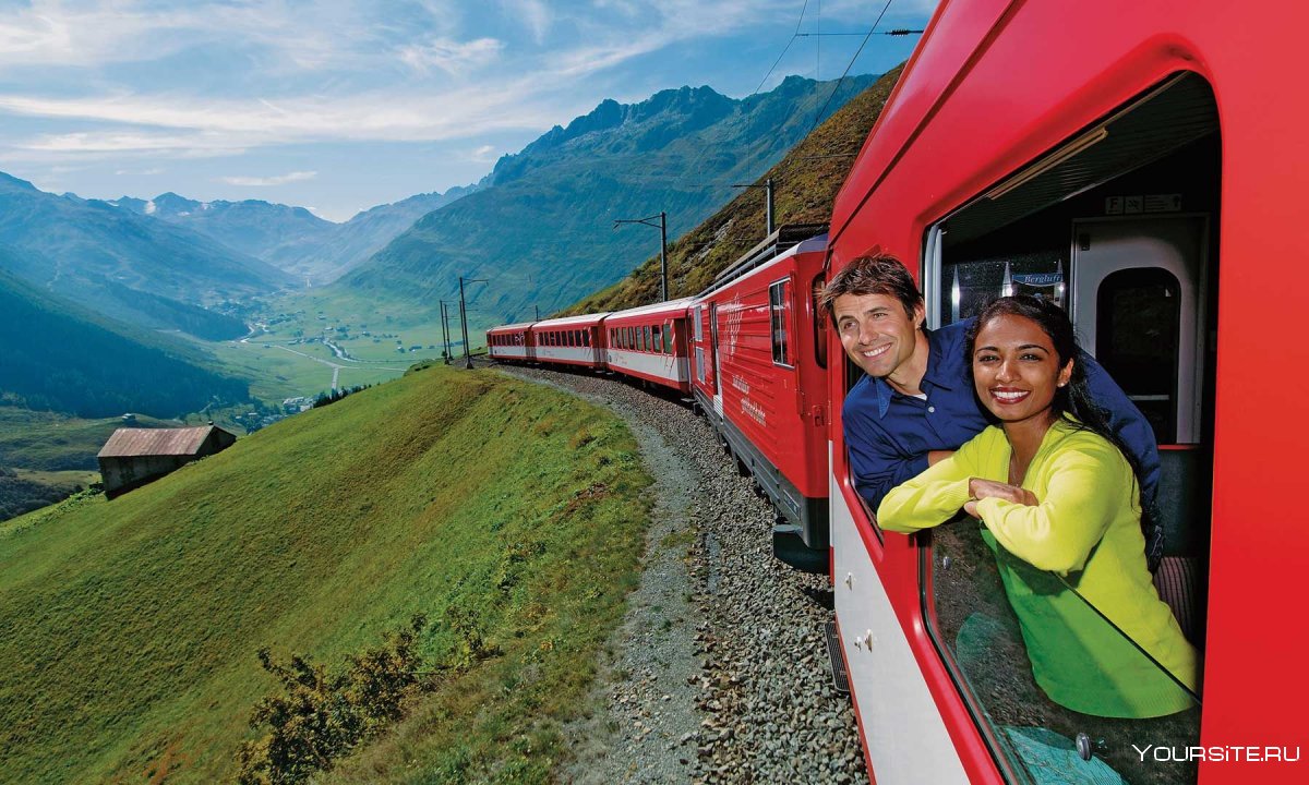Поезд в Альпах Швейцария
