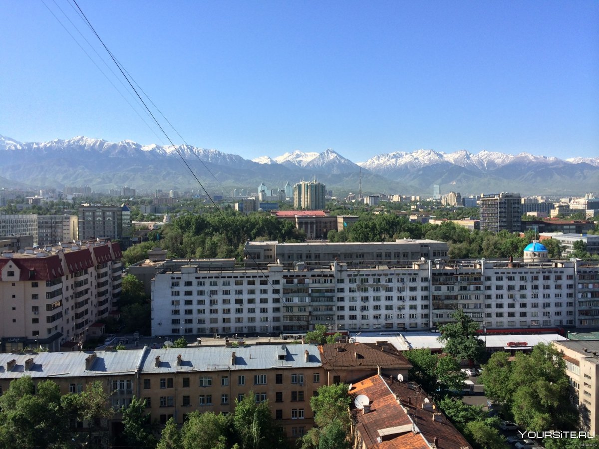 Алма Ата вид из окна на горы