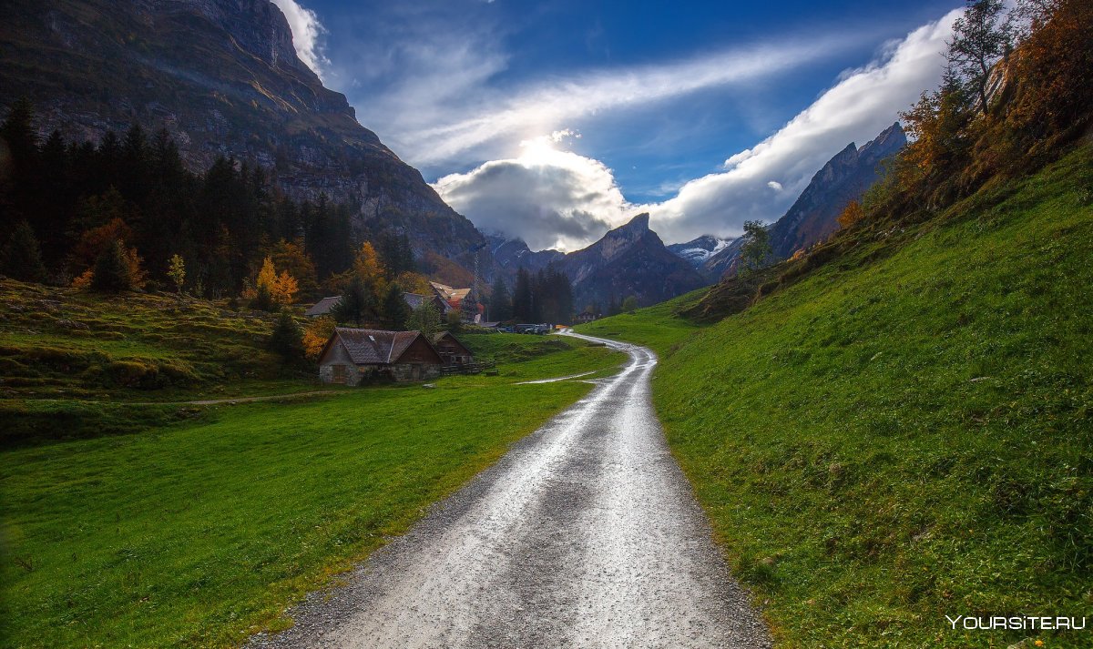 Горы дорога лес Швейцарии