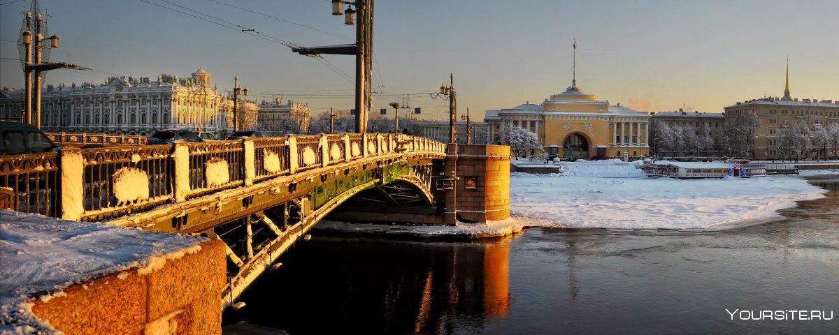 Дворцовый мост Санкт-Петербург зима