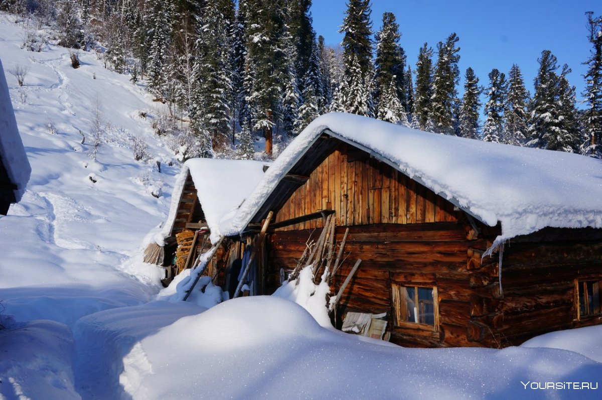 Зимние домики фото для фотошопа