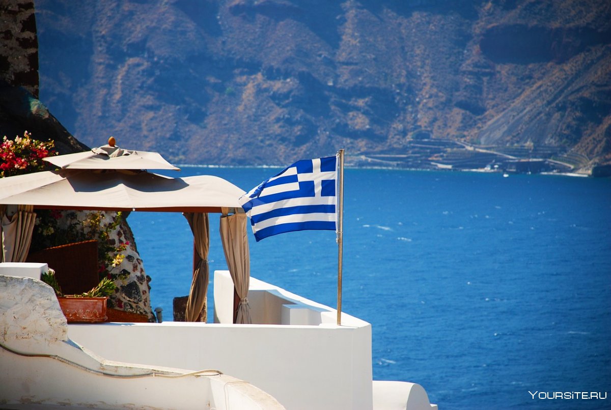 Santorini Греция флаг