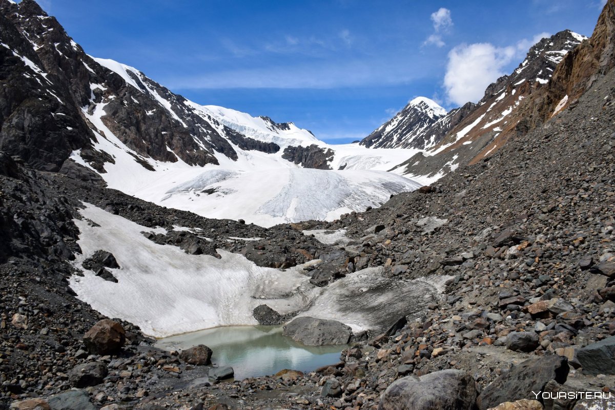 Ледник Актру горный Алтай озеро