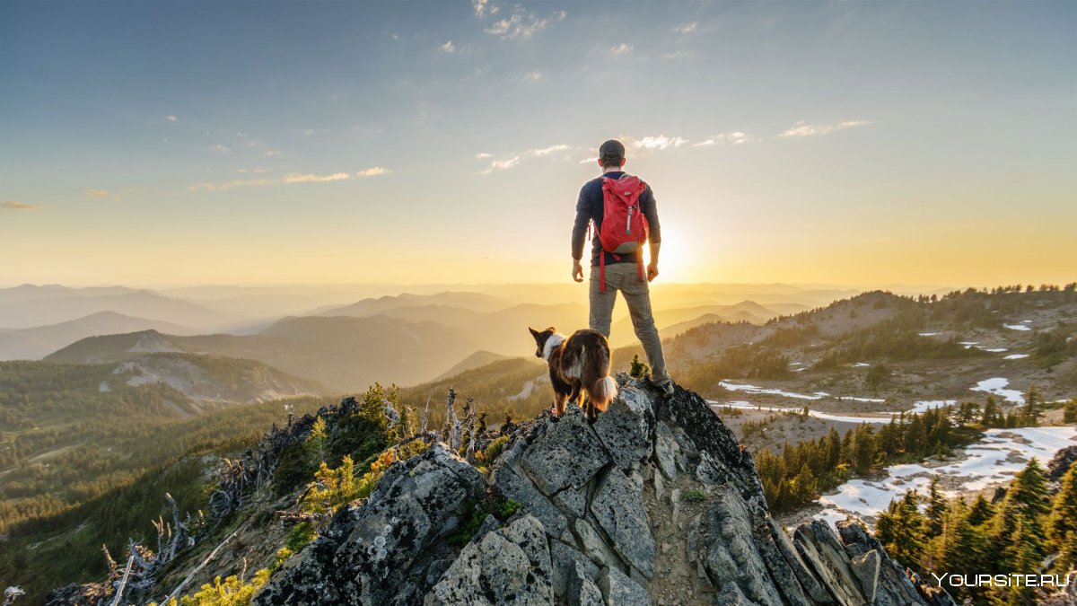 Человек с собакой в горах