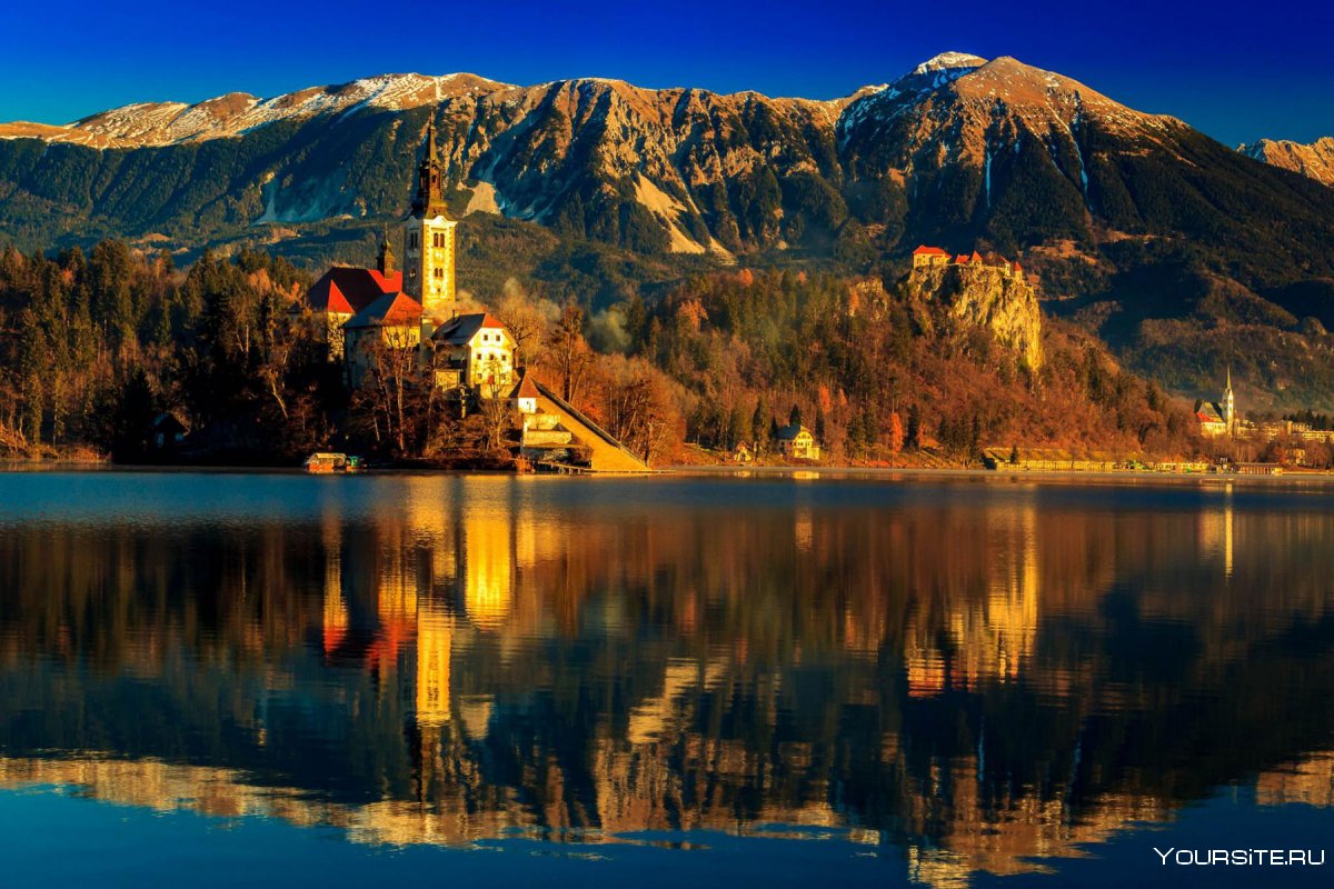 Озеро Блед осенью Словения фото
