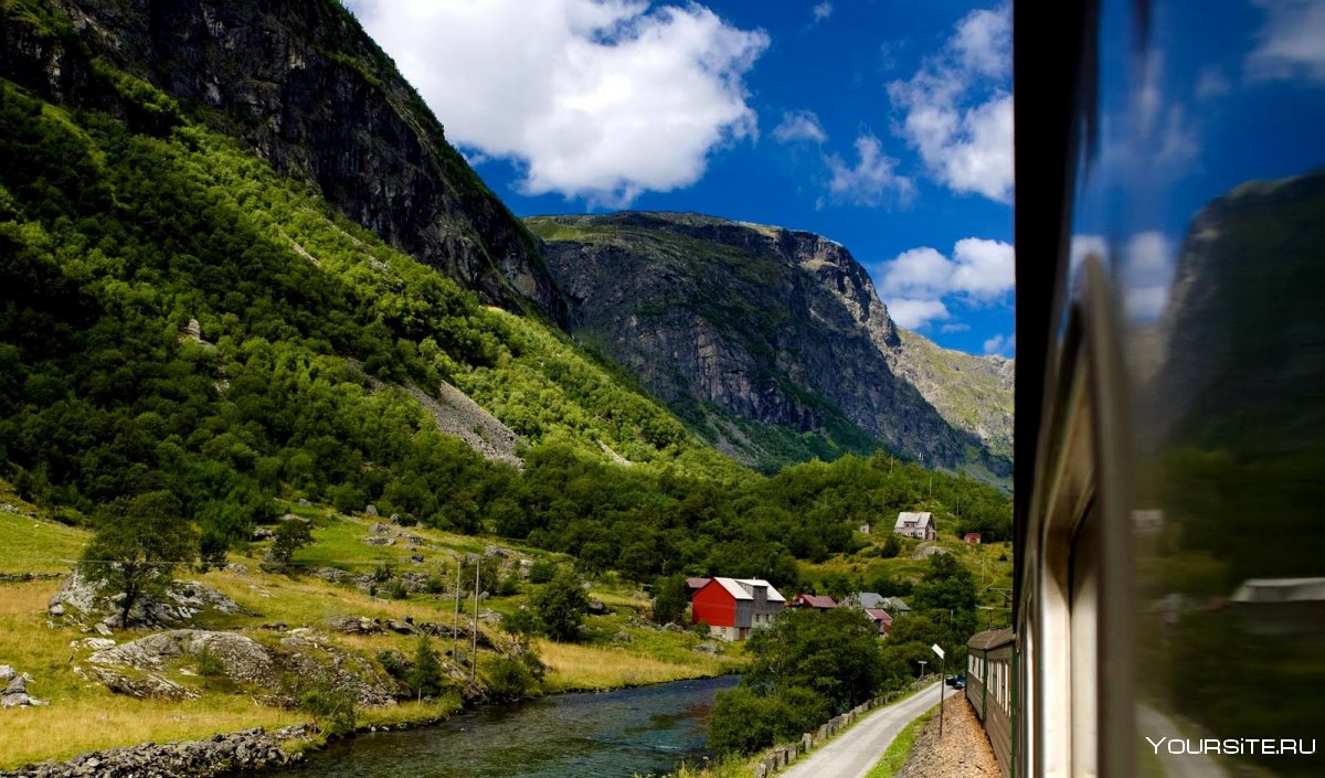 Фломская железная дорога Норвегия мост деревянный