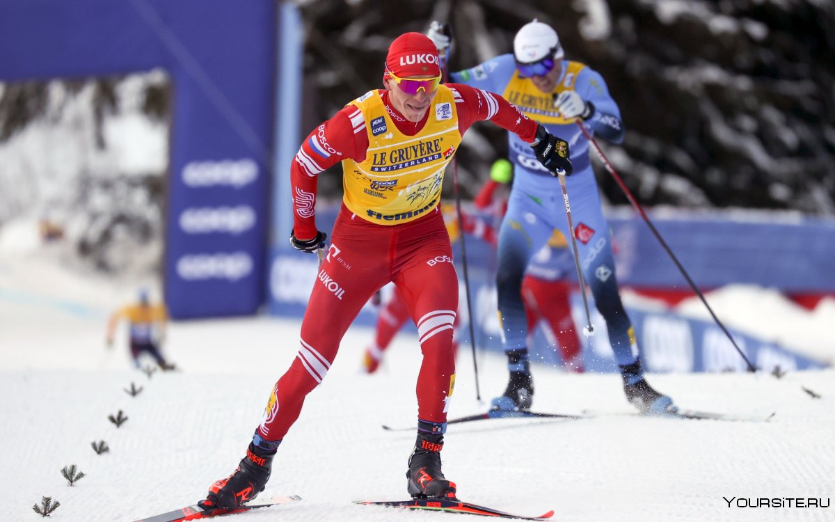 Большунов Александр лыжные гонки столкновение