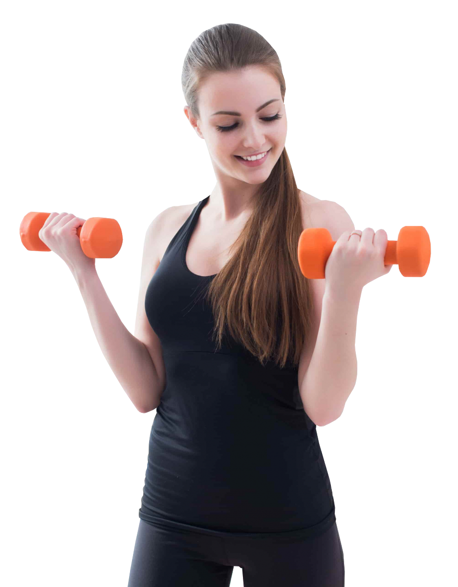 Девушка с гантелями
